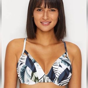 NWT LA BLANCA DD MOMENT OF ZEN Tropical Leaf BIKINI SWIM Underwire Top